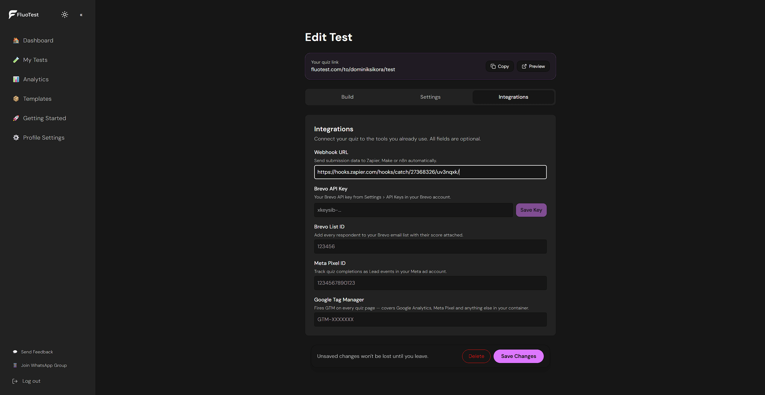 Connecting FluoTest to Zapier for automation