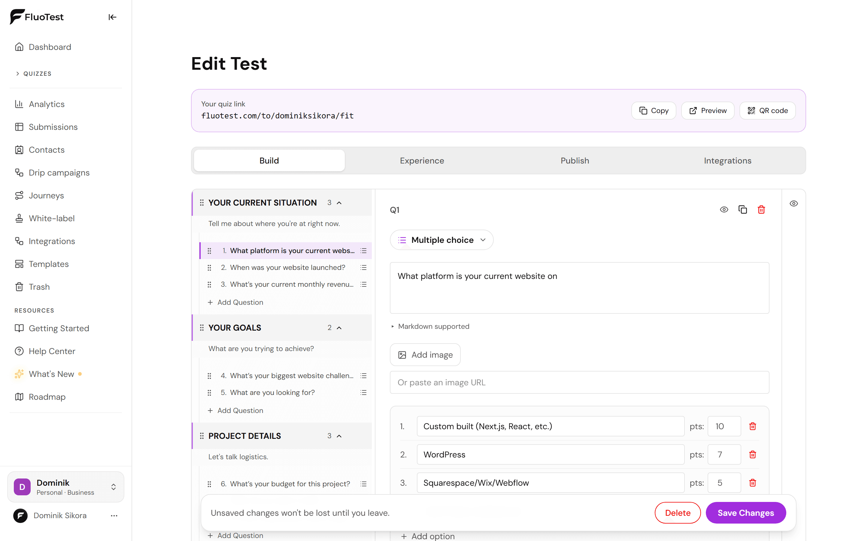 De FluoTest-quizeditor nu