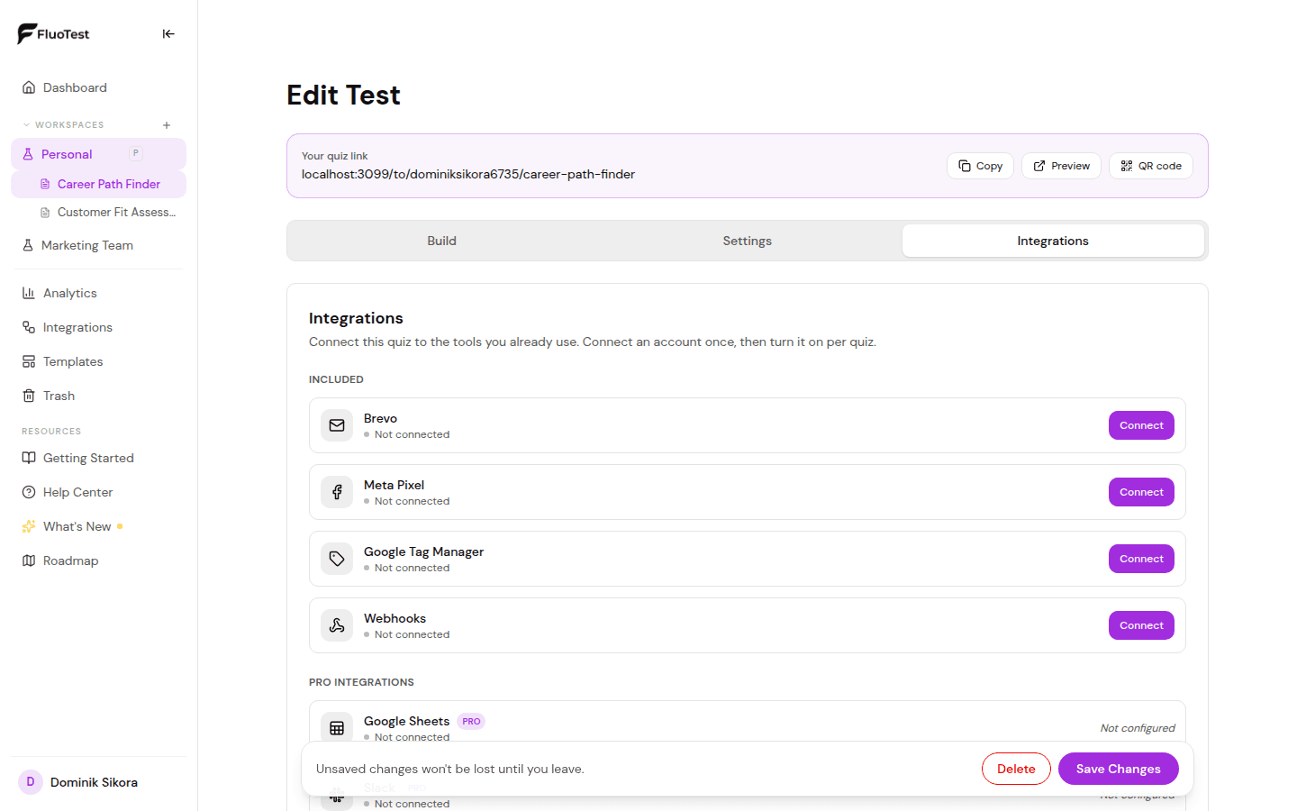 FluoTest integrations overview