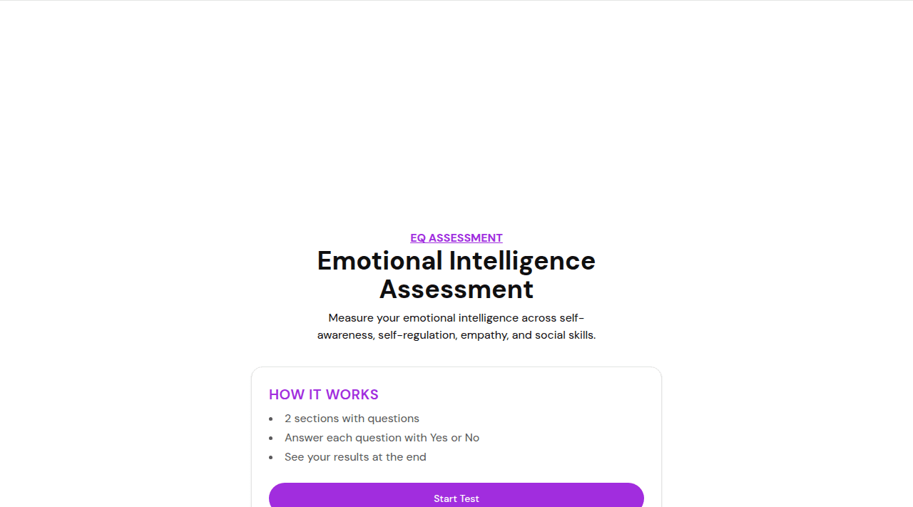 The free Emotional Intelligence Assessment template in FluoTest, scoring self-awareness and empathy separately