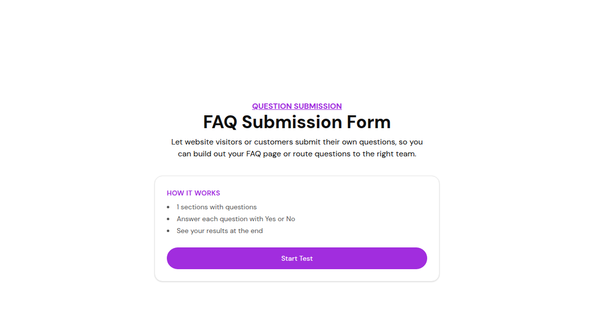 FAQ-vraagformulier