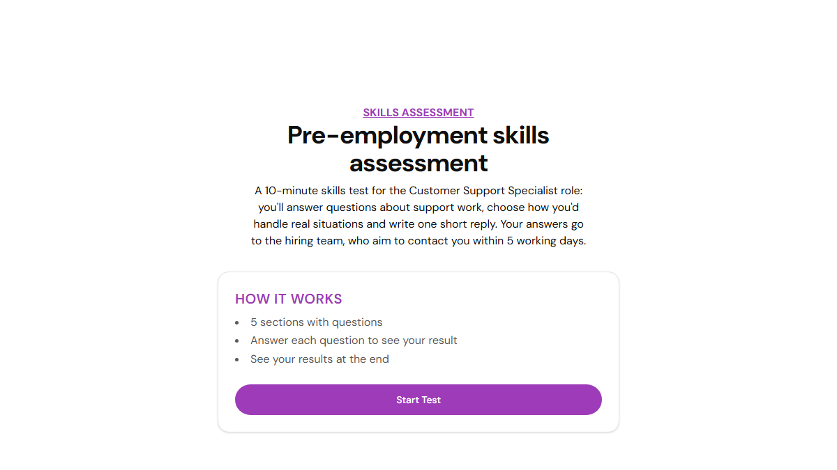 Pre-employment vaardigheidstest